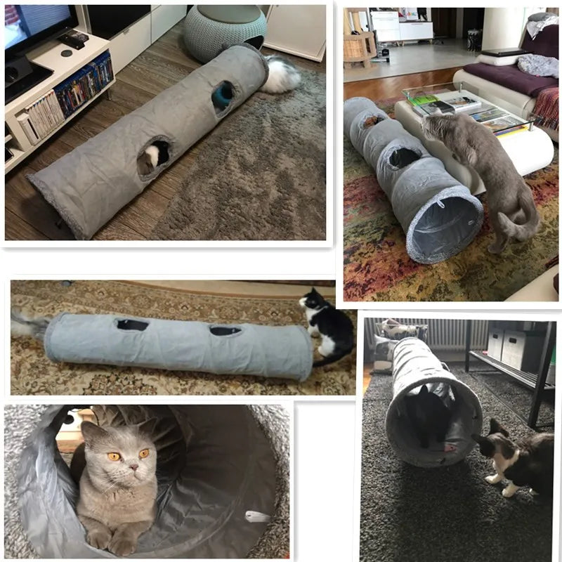 Foldable Pet Cat Tunnel Indoor Outdoor Pet Cat Training Toy for Cat Rabbit Animal Suede Pet Toys