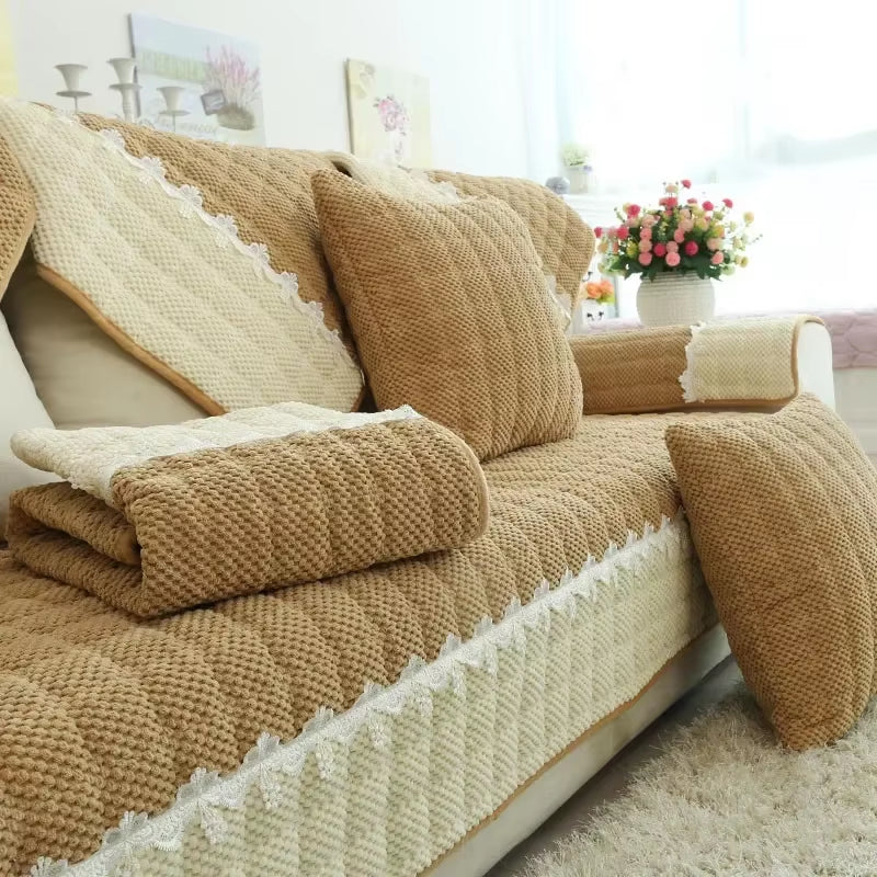 Living Room Sofa Cover Cotton Couch Covers Jacquard Sofa Cushion Four Seasons Sofa Towe L-Shaped Couchs Cover Protection Set