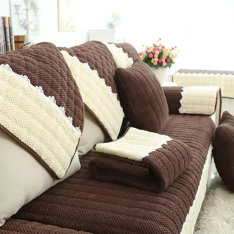 Living Room Sofa Cover Cotton Couch Covers Jacquard Sofa Cushion Four Seasons Sofa Towe L-Shaped Couchs Cover Protection Set