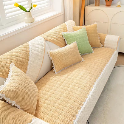 Living Room Sofa Cover Cotton Couch Covers Jacquard Sofa Cushion Four Seasons Sofa Towe L-Shaped Couchs Cover Protection Set