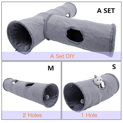 Foldable Pet Cat Tunnel Indoor Outdoor Pet Cat Training Toy for Cat Rabbit Animal Suede Pet Toys